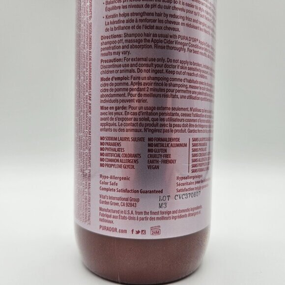 Pura D'Or Professional Apple Cider Vinegar THIN2THICK Conditioner 709mL USA Made - Picture 5 of 5